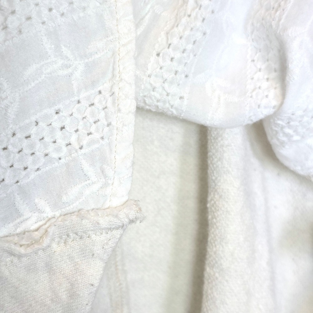 Free People Mix Media Tunic Pullover Sweatshirt Top Sz Medium Cream Oversized - Picture 15 of 15